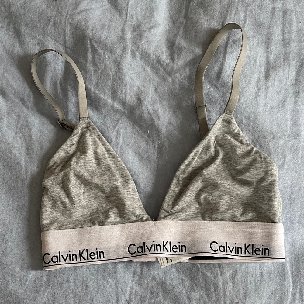 Calvin Klein Women's XS Triangle Heather Gray Bralette Lounge Bra